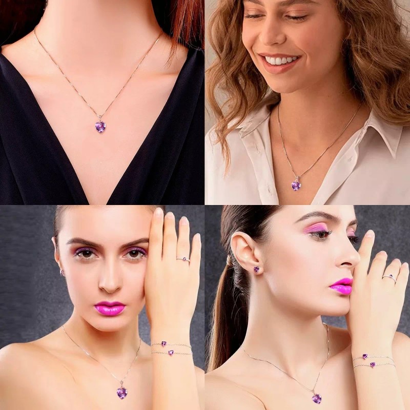 Gomia Colgante Amatista En Forma De Corazón Oro 18k Piedra