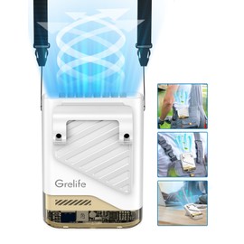 Grelife Portable Waist Fan Clip On 4000mAh Rechargeable Personal Cooling Neck Shirt Fan