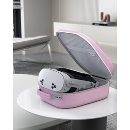 Aubika Carrying Case for Meta Quest 3S/Quest 3/Oculus Quest 2/Pico 4/Quest Pro/Vision Pro, Compatible with Elite/Battery Headset Strap Accessories, Hard Travel Case (Pink)