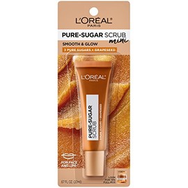 L'Oreal Paris Skincare - Exfoliante labial de azúcar puro con semilla de uva para suavizar y brillar, exfoliante de azúcar de tamaño de viaje para car