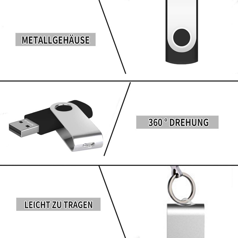 AreTop USB Sticks 16 GB Pack of 10 Rotate Metal