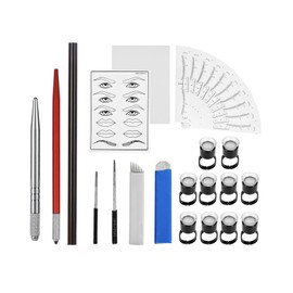 ATOMUS Microblading Kit Eyebrow Microblading Manual Tattoo Pen and Microblading Needles RS RL 14 Pin 18U Eyebrow Ruler Sheets Stickers Lip Practice Skin for Tattoo Permanent Makeup