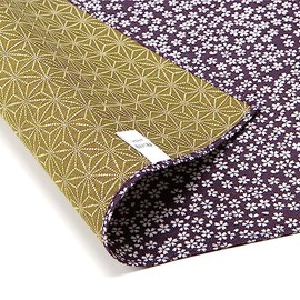 FUROSHIKI- Wrapping Cloth / Reversible [Cotton] (Sakura x Flax ornament: Purple/Green) by Yu-soku