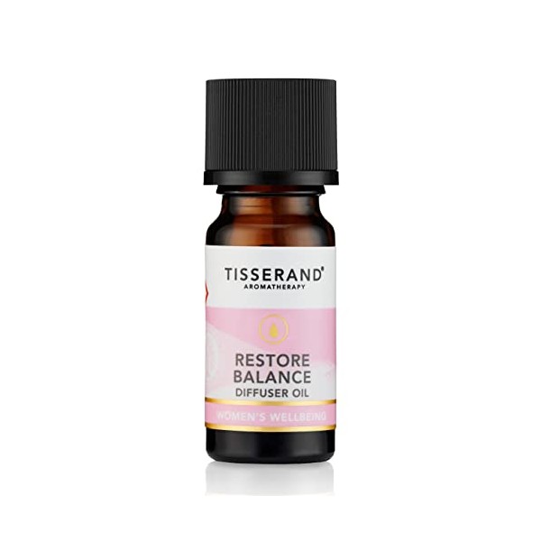 Tisserand Aromatherapy Restore Balance Diffuser Oil Perimenopause, Menopause and Menstruation Support for Women Rose, Clary Sage and Geranium 100 Percent Natural Essential Oils, 9ml (Pack of 1)