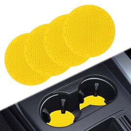 ZOKYUYS 4PCS Car Cup Holder - Universal Anti Slip Shockproof Embedded in Ornaments Coaster - 2.75 inch Car Interior Accessories Universal Accessories Gifts (Yellow)