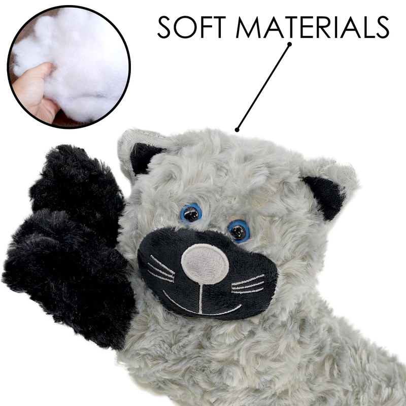 Novelty Draught Draft Excluder, Grey Cat Design Soft Micro Fleece
