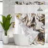 MitoVilla No Hooks Needed Marble Shower Curtain Set with Snap-in