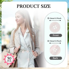 50Pcs White Mother of Pearl Shell Buttons, 10mm Natural MOP Shell Buttons for Sewing Crafts, Shirts, Blazers, Suits, Clothing Decoration