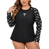 Halcurt Womens Plus Size Long Sleeve Rash Guard Swim Top