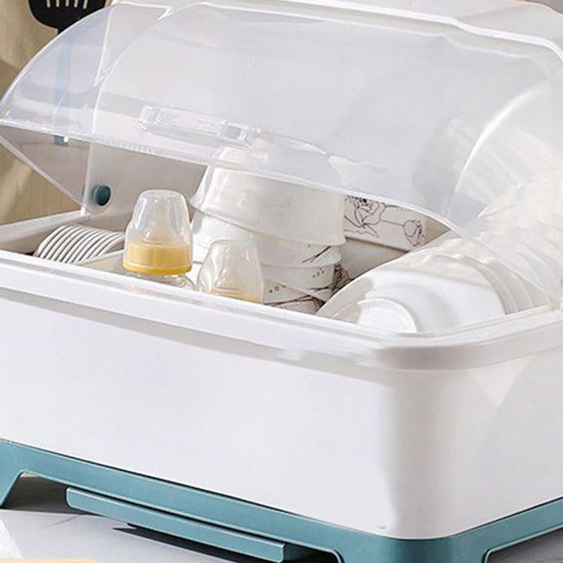 Covered Dish Drying Rack, Dust Proof Kitchen Storage Dish Drainer