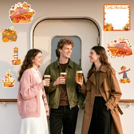 Happy Fall Cruise Door Magnets Decorations with Magnetic Erasable Pen Autumn Harvest Cruise Ship Door Decorations Magnets for Car Fridge Refrigerator Thanksgiving Party Carnival Supplies Decor
