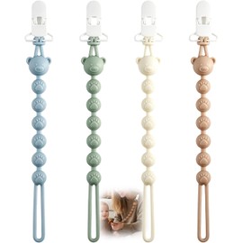 4 Unidades De Porta Chupones Para Bebe, Porta Chupon, Sujetador De Chupon Para Bebe, Diseño De Elefante Con Clip Seguro Para Ropa y Cochecitos, Material De Silicona Suave