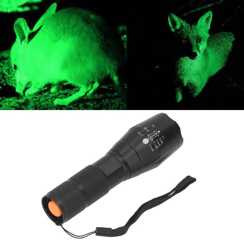 Small LED Flashlight Single Mode Retractable Focusing Waterproof Green Light