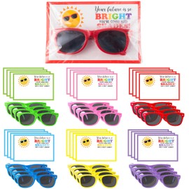 WATINC Graduation Gift Sunglasses Set - 72PCS End of the School Year Blessing Cards Eyeglass Bulk for Kids Party Favors, Kindergarten Preschool Classroom Exchange Gifts for Goody Bags Supplies