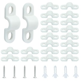 Moicstiy 24 Sets Wire Shelf Loop Clips, White Shelf Clips with Screws and Expansion Tubes for Wire Shelving(D：8.5mm)