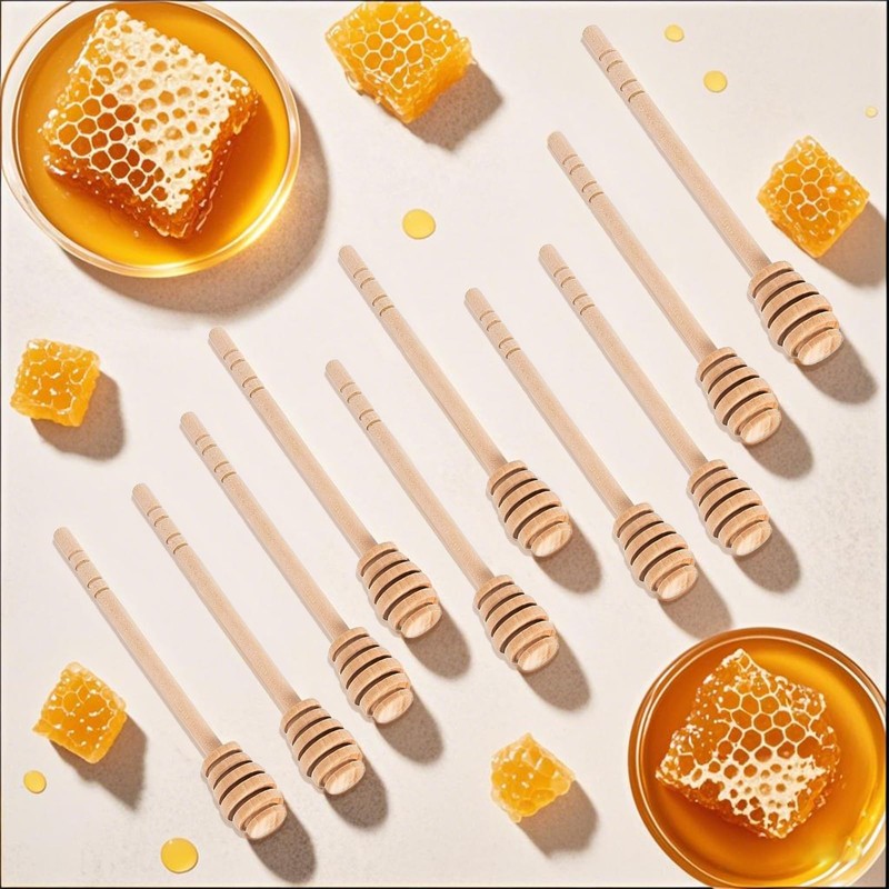 Hsrag 10 Pcs Wooden Honey Mixing Stirrer, 6 Inch Durable