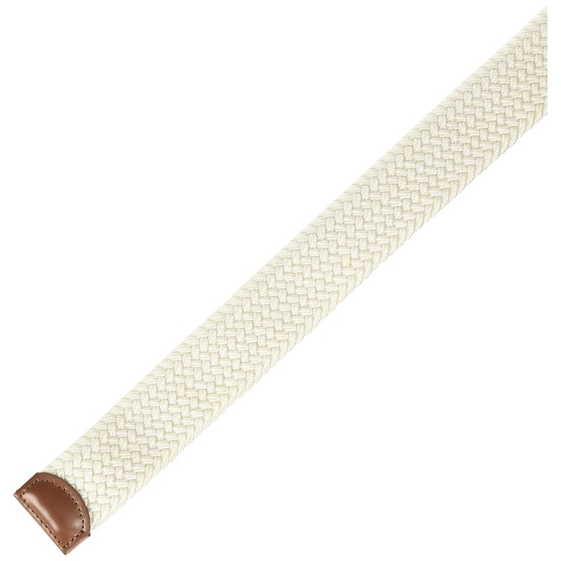 Perry Men's Woven Belt with Stretch Leather-Trim Fabric