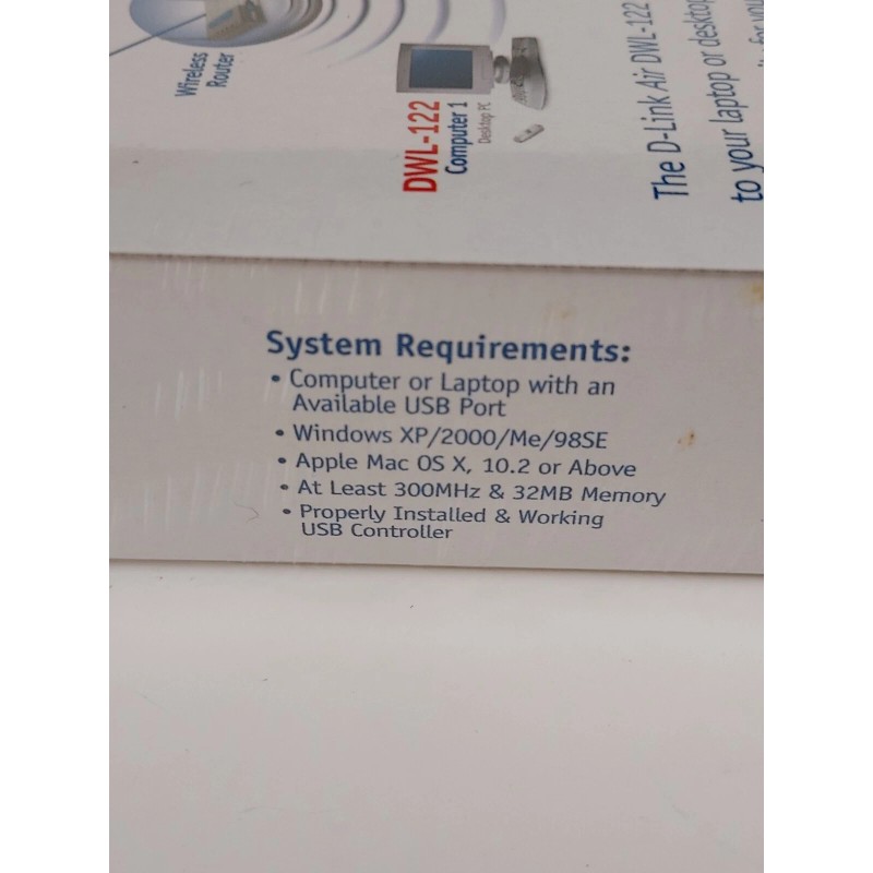 D-link Air Wireless Network- USB Adapter 802.11b DWL-122 New