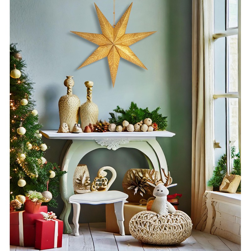 Brubaker 60 cm Paper Christmas Star for Hanging - Window