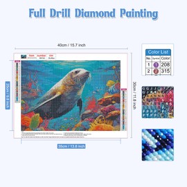 NAIMOER Diamond Painting Seal, Diamond Painting Adult Animals Diamond Painting Adult Pictures Sea Diamond Painting Children 5D Diamond Painting Embroidery for Home Decor (30 x 40 cm)