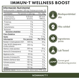 NEWMANITY Immun-T ResistAid con 300mg Vitamina C y Zinc - 200 Capsulas - Con Equinacea, Turkey Tail, Vitamina D3, Elderberry, Curcuma y Jengibre - Suplemento para Ayudar al Cuerpo
