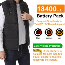 BIAL Heated Vest Battery Pack - Versatile Battery Pack for Heated Vest/Jackets 7.4V / 9V / 12V Adjustable Voltage & High Capacity 18400mAh -1 PCS