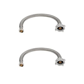 (2pcs 12 inch) PLUMBINGMASTER Toilet Water Supply Line,3/8" Comp x 7/8" BC Braided Stainless Steel Toilet Supply Line,Toilet Connector Hose with Anti-Leaking Brass Nut