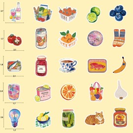 100 PIEZAS Pegatinas Vintage Estéticas Lindas Pegatinas Coquette Pegatinas de Comida para Diarios y Álbum de Recortes Paquete de Pegatinas para Adultos