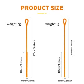 Cabipeove 2Pcs Silicone Straw Cleaner Brush, 9.84in Reusable Straw Cleaner with Bendable Steel Core, Extra Long Soft Bottle Brush for Clearing Glass Straws, Smoothie Straws, 9mm&6mm (Orange)