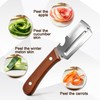 Vegetable Peeler with Wooden Handle, 3-in-1 Stainless Steel Julienne Peelers