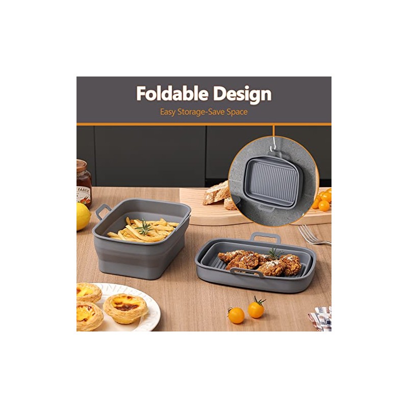 Collapsible Silicone Air Fryer Liners - 2 Pack for Ninja