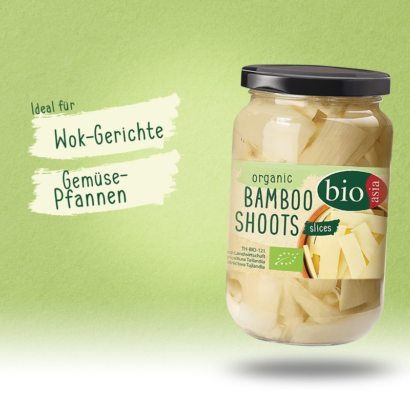 BIOASIA Organic Bamboo Slices, Pickled Asia Vegetables in Glass, Suitable