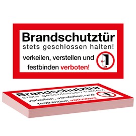 Clever Pool Maxi-Pack 60 Fire Door Stickers - 21 x 10.5 cm - Always Keep Closed Wedging Adjusting Prohibited - Warning Sign Fire Protection Prohibition Sign