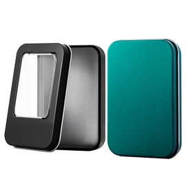 EYIWEITING Portable Universal Metal Storage Box, Mini Rectangular Empty Metal Tin with Lid for Storing Candy Jewelry Crafts (Greener+Black)