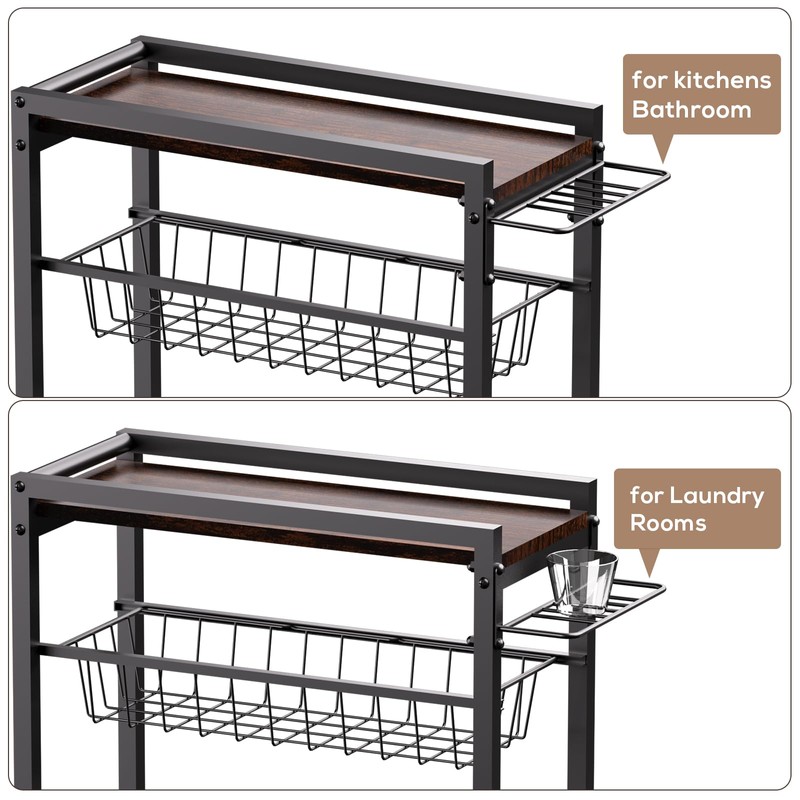 PAPAGIFTREE 4 Tier Slim Rolling Storage Cart with Pull-Out Baskets,
