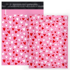 JarThenaAMCS 100Pcs Valentine's Day Heart Poly Mailers 10 x 13 Inch Pink Red Packaging Bags Self Seal Mailing Envelope Bags For Small Business Boutique Clothing