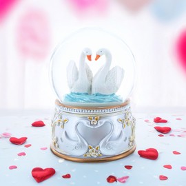 Romantic Swan Spinning Musical Water Snow Globe