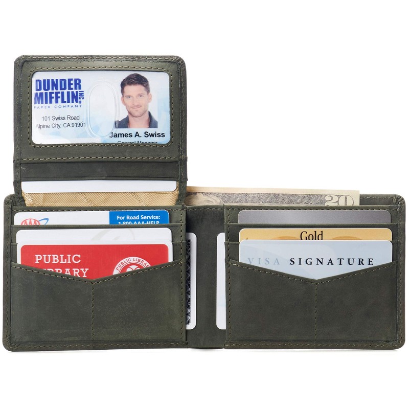 alpine swiss Men's RFID Safe Wallet Bifold Passcase Cowhide Leather