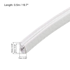PATIKIL 0.5mx7mmx10mm Rubber Edge Trim Edge Protector Metal Sharp U Channel Guard Seal Strip for Skateboard Table Door Window White