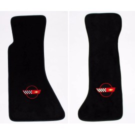 AFM NEW! FLOOR MATS 1984-1996 Corvette With Embroidered Circle Red Emblem Logo Pair