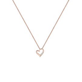 Diamore Women's Necklace with Heart Pendant in 925 Sterling Silver with Diamond (0.06 ct.) 45 cm Long, Sterling Silver, Diamond