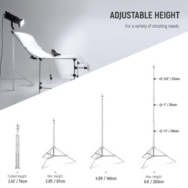 NEEWER Light Stand for Photography 87 – 200 cm, Tripod Stand with Spring with ø28 mm Thicker Tube for Ring Light/LED Light/Strobe Flash/Light Box, Maximum Load of 10 kg, ST-200 White