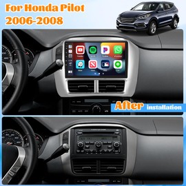 [DSP & EQ] 2+64G Car Radio for Honda Pilot 2006-2008 with Wireless Carplay/Android Auto, 9 Inch Touch Screen for Pilot Car Stereo with Bluetooth, GPS Navi, 5GHz WiFi, 28UI, FM/RDS + Backup Camera