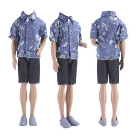 E-TING 3 Sets Casual Wear T-Shirt Jackets Pants Pack Summer Clothes with 3 Pairs Shoes for 12″ Boy Doll