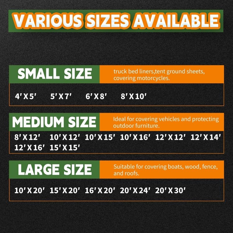 RAINDEWAY Tarps Heavy Duty Waterproof 8x12 Feet -14 Mils Super