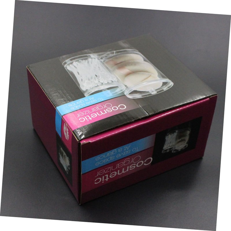 WOONEKY Acrylic Double Hole Cotton Swab Box Makeup Case Lid