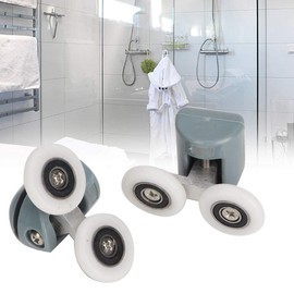 CHEOTIME Shower Door Upper Rollers, Set of 4 Single or Double Shower Door Runners Wheels Pulleys Guides 25mm Diameter Home Bathroom DIY Replacement Parts (Two Wheels)