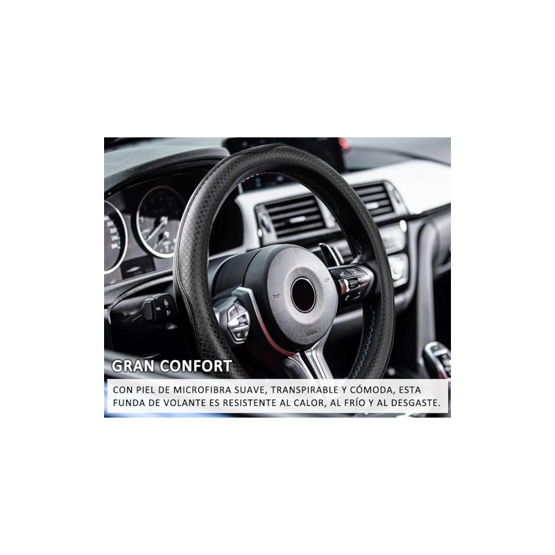 Universal Auto Funda para Volante de Coche con Cuero (14.5-15