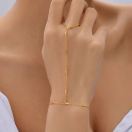 Hand Chain Bracelet Gold Finger Ring Bracelet Trendy Stuffers Adjustable Rhinestone Bracelet Minimalist Hand Jewelry Gifts for Women