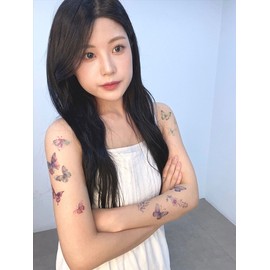 Twinkle glitter butterfly flower tattoo sticker / 반짝반짝 글리터 나비 꽃 타투 스티커